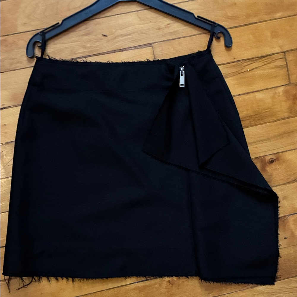 COS Black Mini Skirt with Draped Side Flounce and Zip